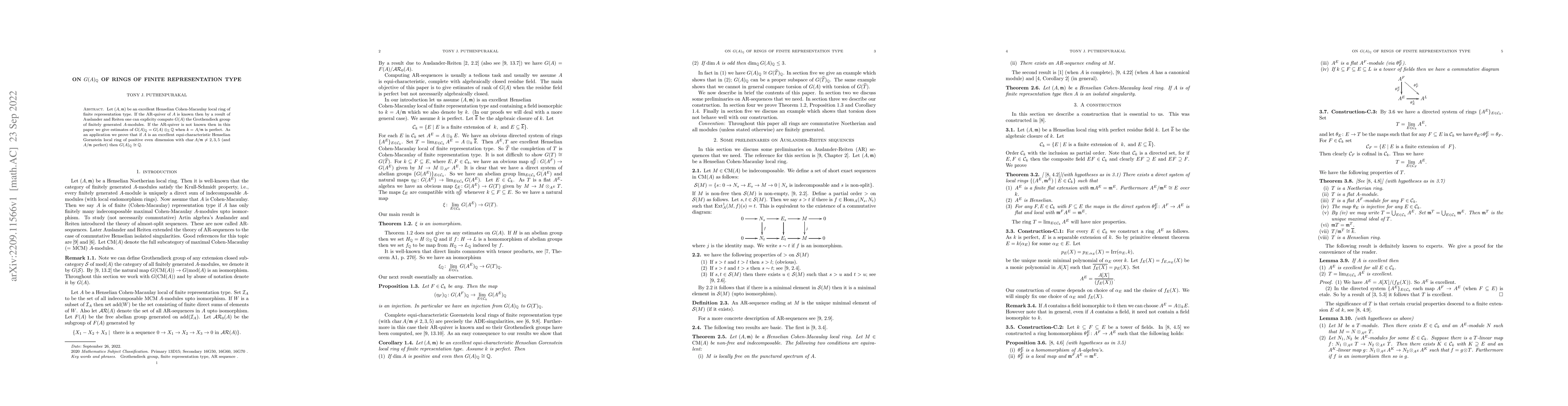 Thumbnail for On $G(A)_\mathbb{Q}$ of rings of finite representation type