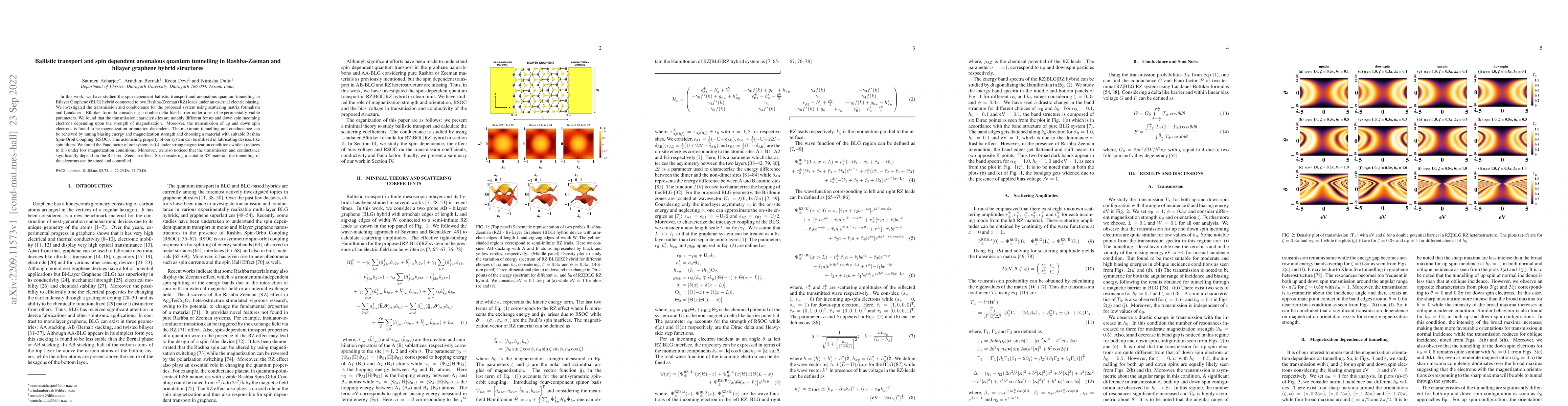 Thumbnail for Ballistic transport and spin dependent anomalous quantum tunnelling in
  Rashba-Zeeman and bilayer graphene hybrid structures