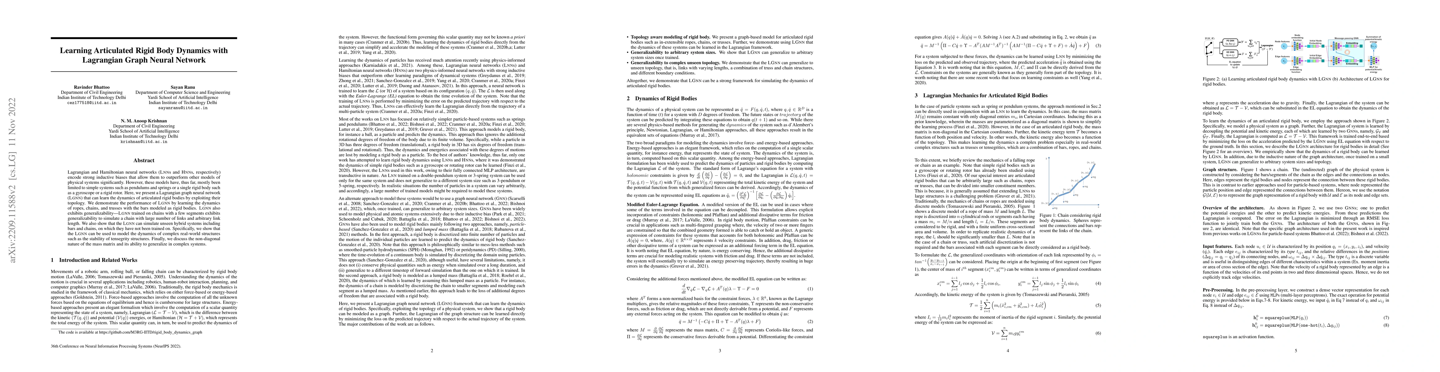 Thumbnail for Learning Articulated Rigid Body Dynamics with Lagrangian Graph Neural
  Network