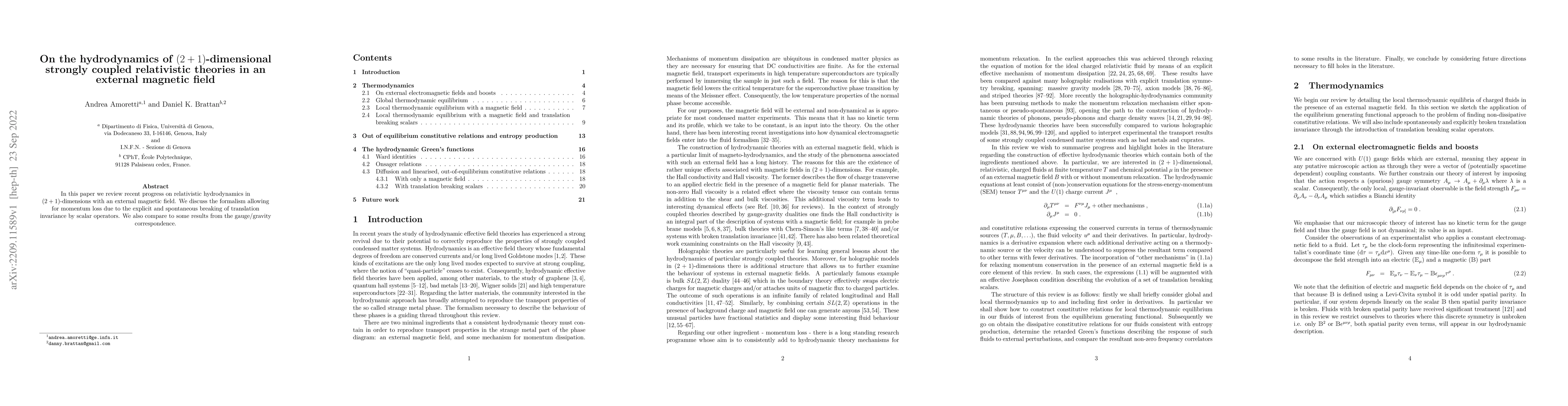 Thumbnail for On the hydrodynamics of (2 + 1)-dimensional strongly coupled
  relativistic theories in an external magnetic field