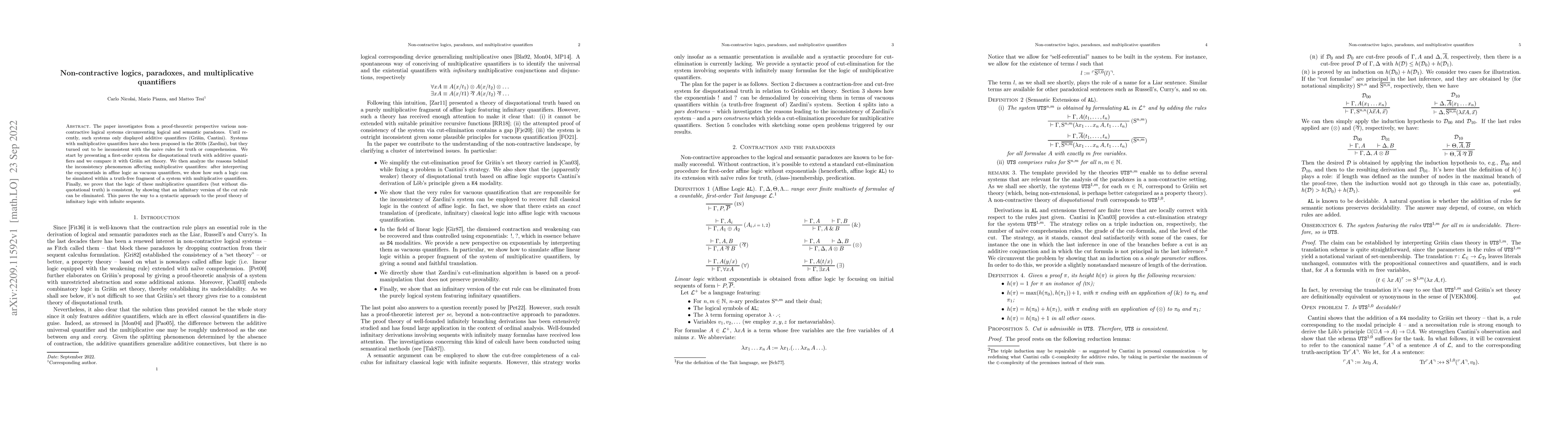 Thumbnail for Non-contractive logics, Paradoxes, and Multiplicative Quantifiers