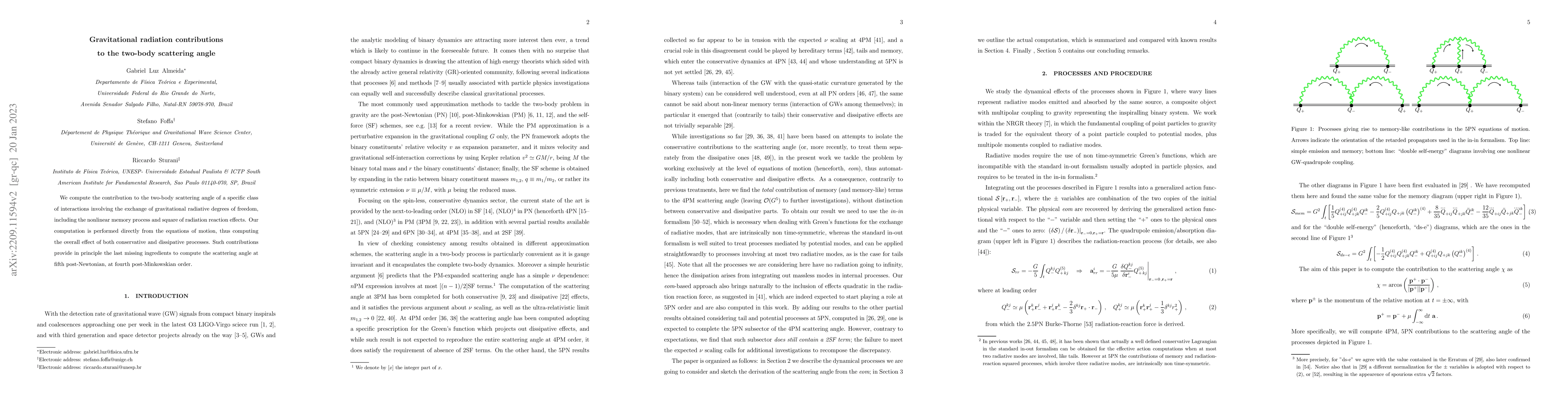 Thumbnail for Gravitational radiation contributions to the two-body scattering angle