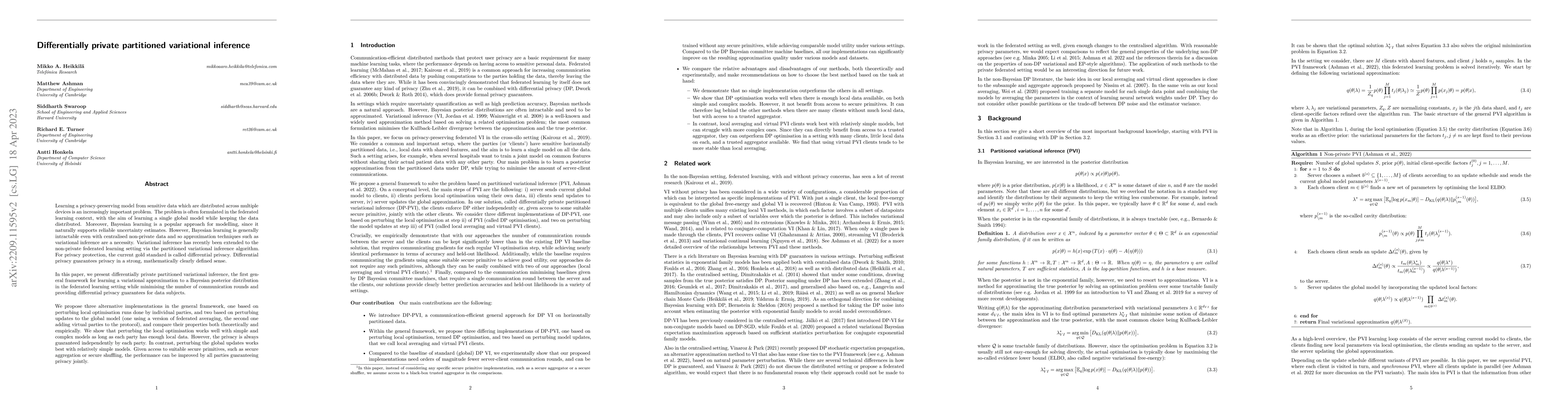 Thumbnail for Differentially private partitioned variational inference