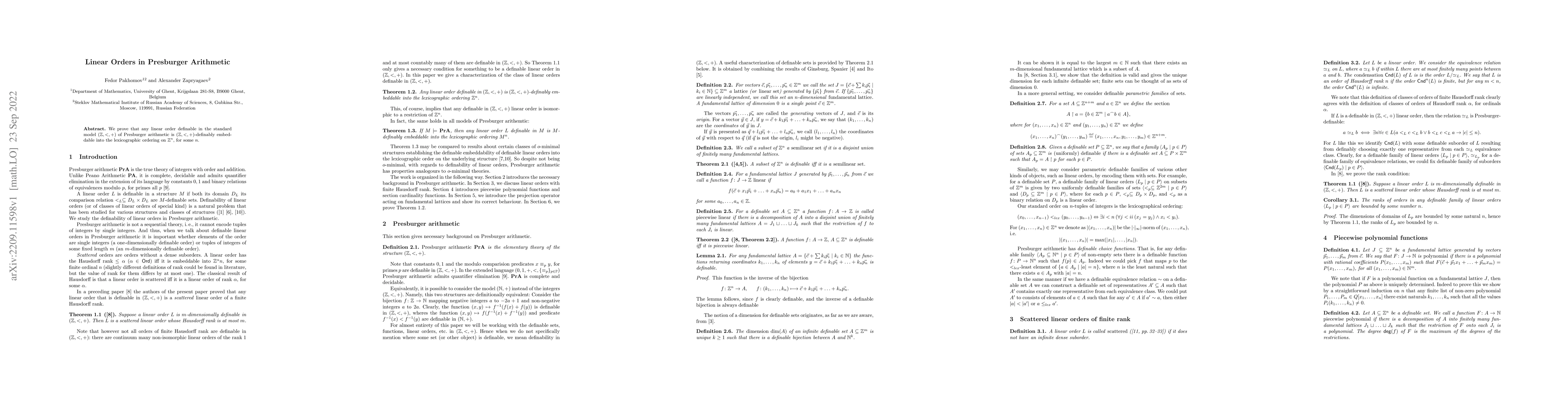 Thumbnail for Linear Orders in Presburger Arithmetic