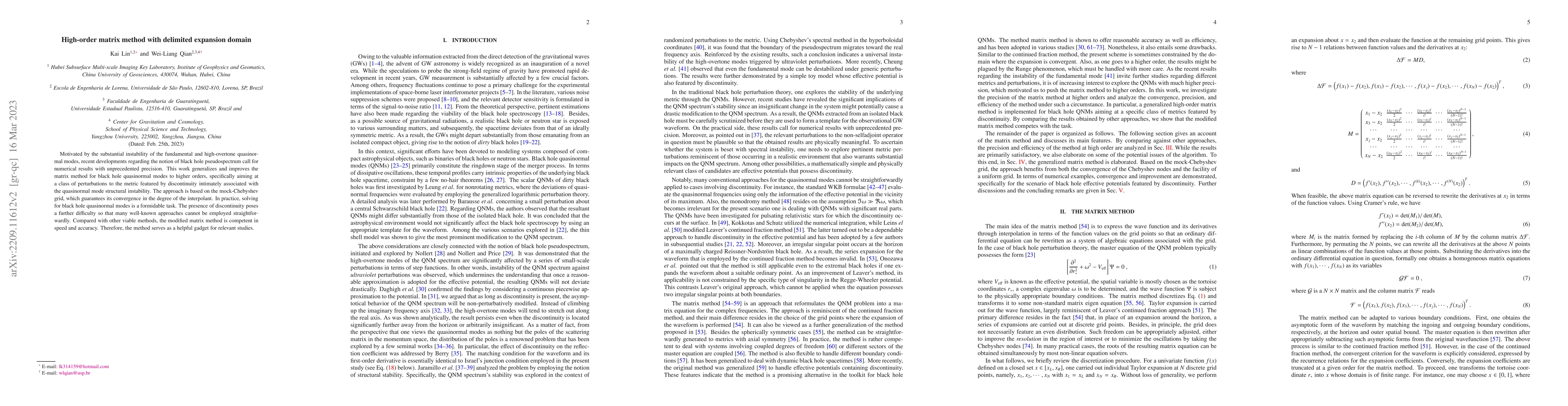 Thumbnail for High-order matrix method with delimited expansion domain