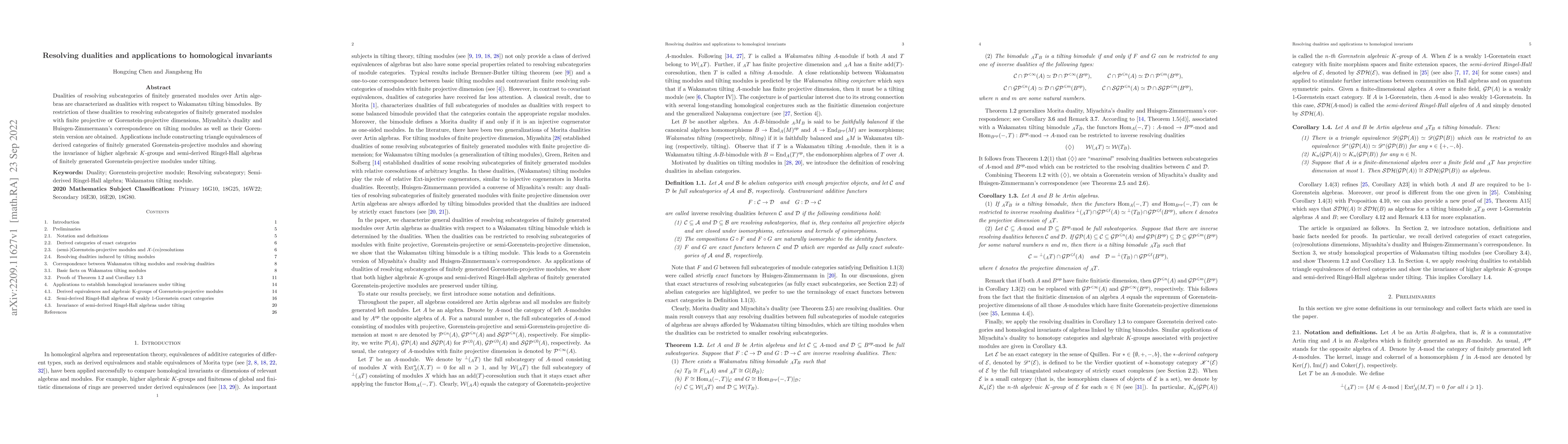 Thumbnail for Resolving dualities and applications to homological invariants
