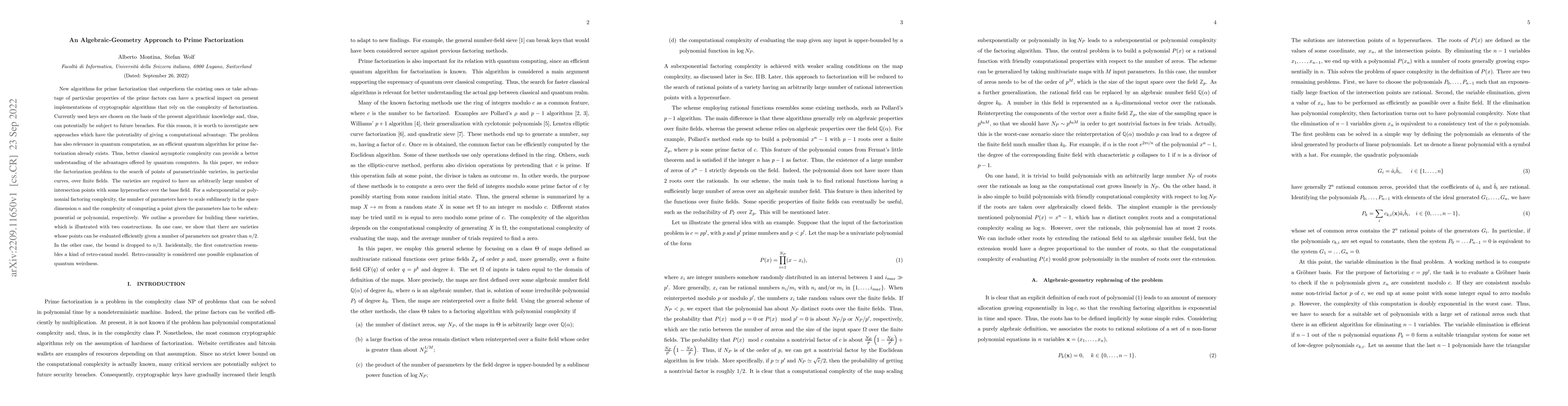 Thumbnail for An Algebraic-Geometry Approach to Prime Factorization