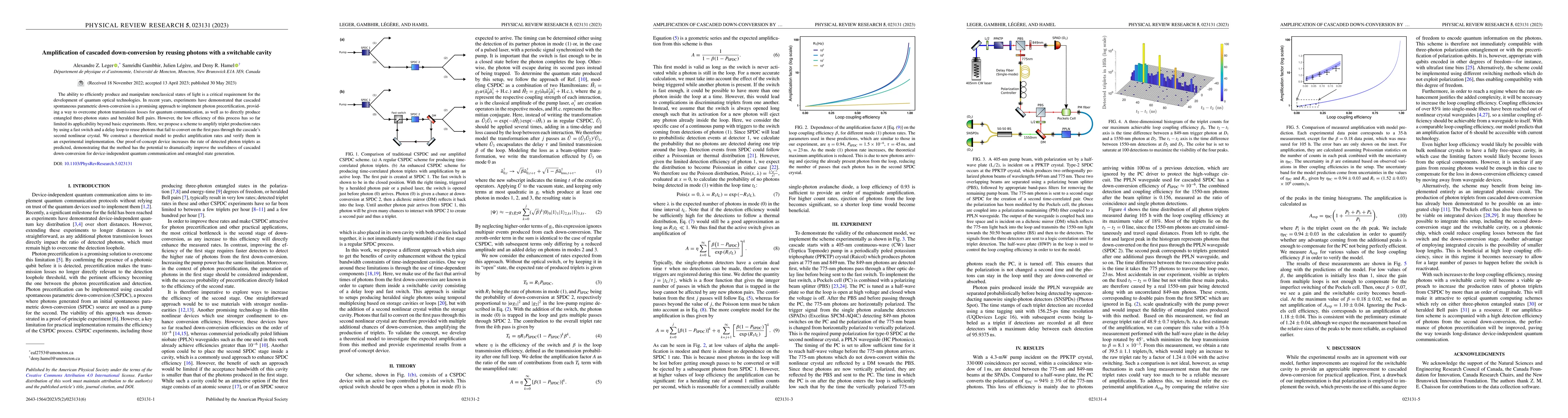 Thumbnail for Amplification of cascaded downconversion by reusing photons with a
  switchable cavity