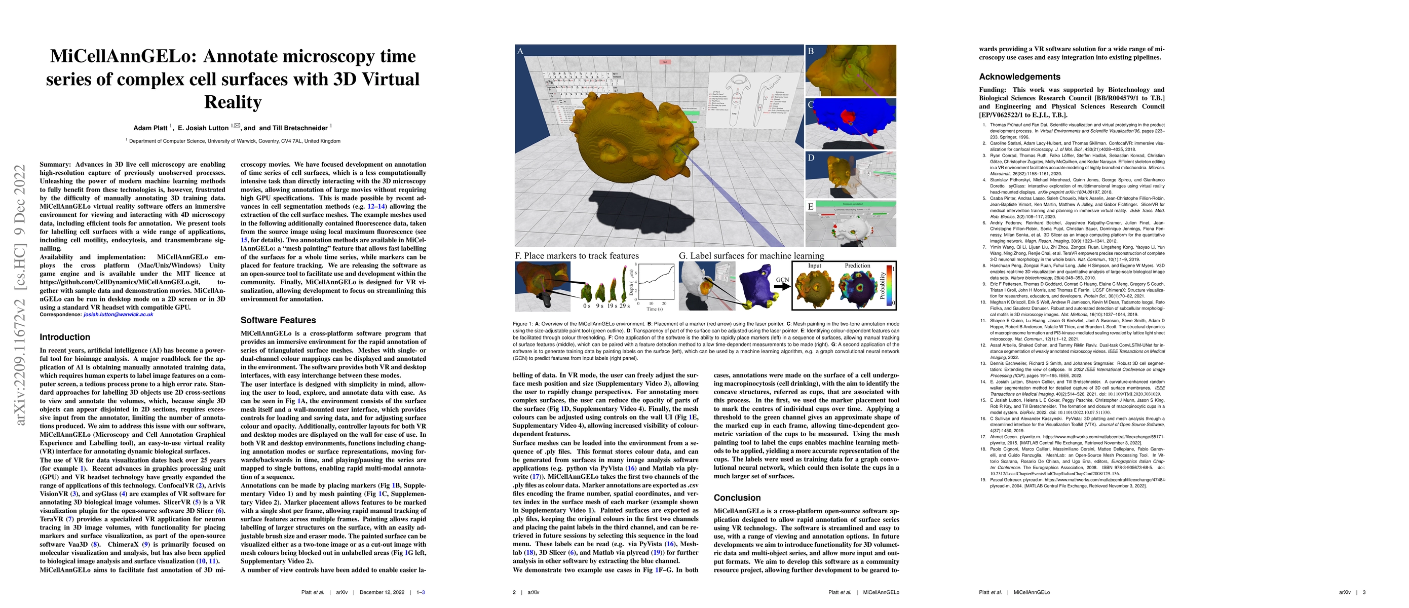 Thumbnail for MiCellAnnGELo: Annotate microscopy time series of complex cell surfaces
  with 3D Virtual Reality