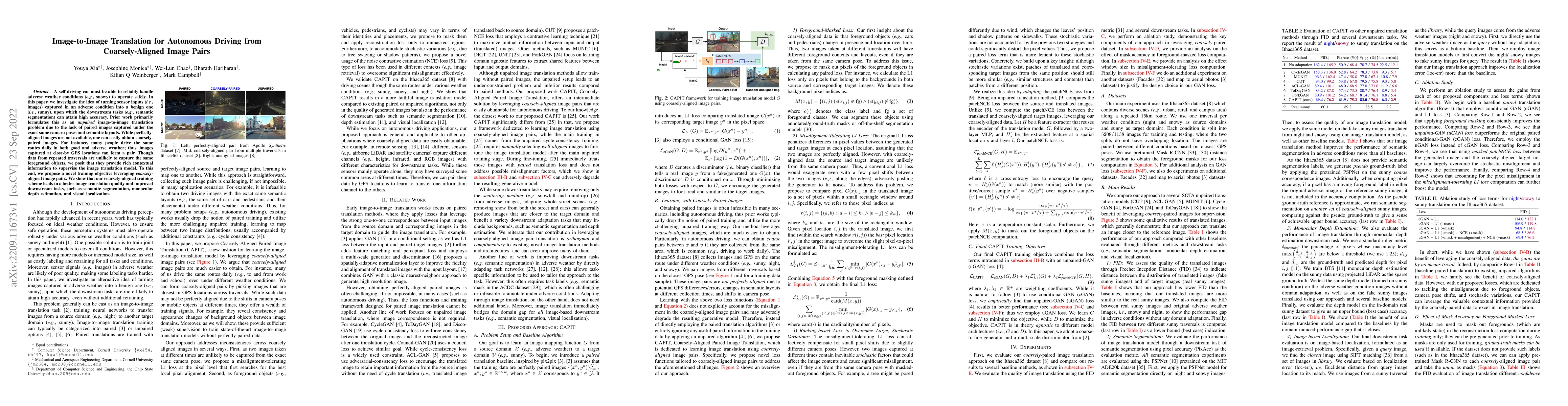 Thumbnail for Image-to-Image Translation for Autonomous Driving from Coarsely-Aligned
  Image Pairs