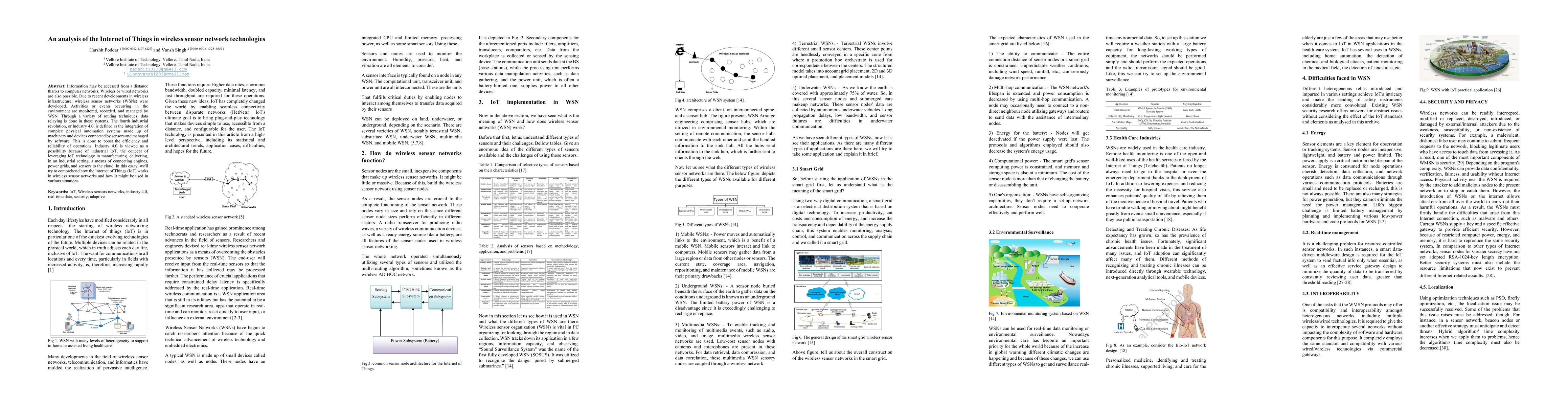 Thumbnail for An analysis of the Internet of Things in wireless sensor network
  technologies