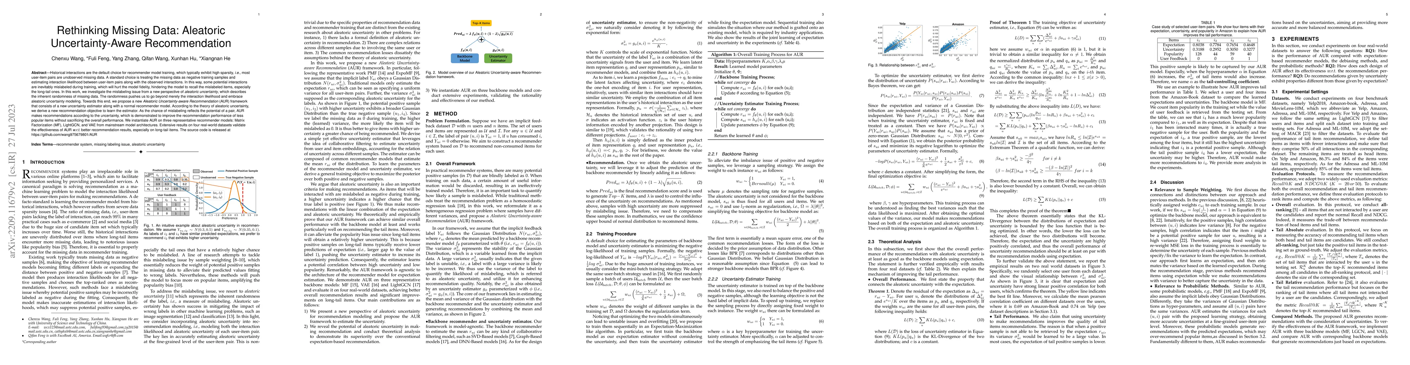Thumbnail for Rethinking Missing Data: Aleatoric Uncertainty-Aware Recommendation
