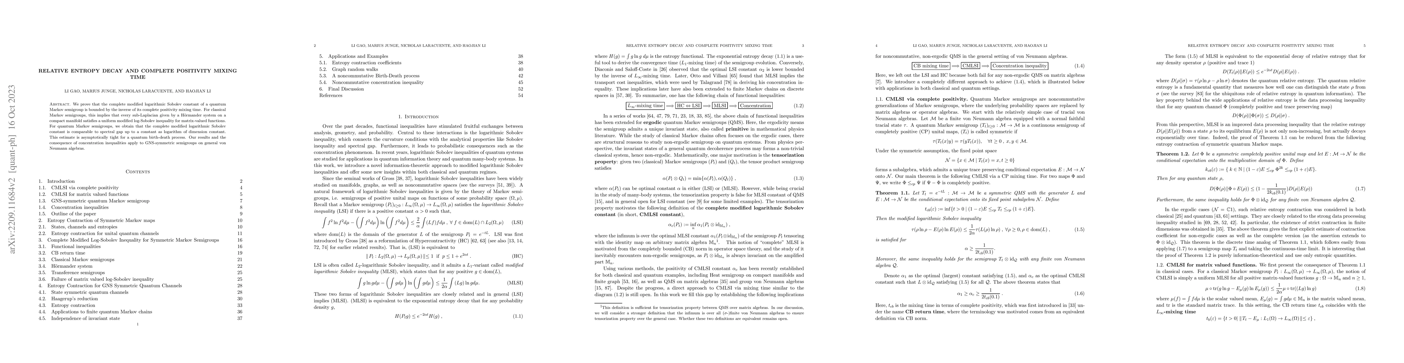 Thumbnail for Relative entropy decay and complete positivity mixing time