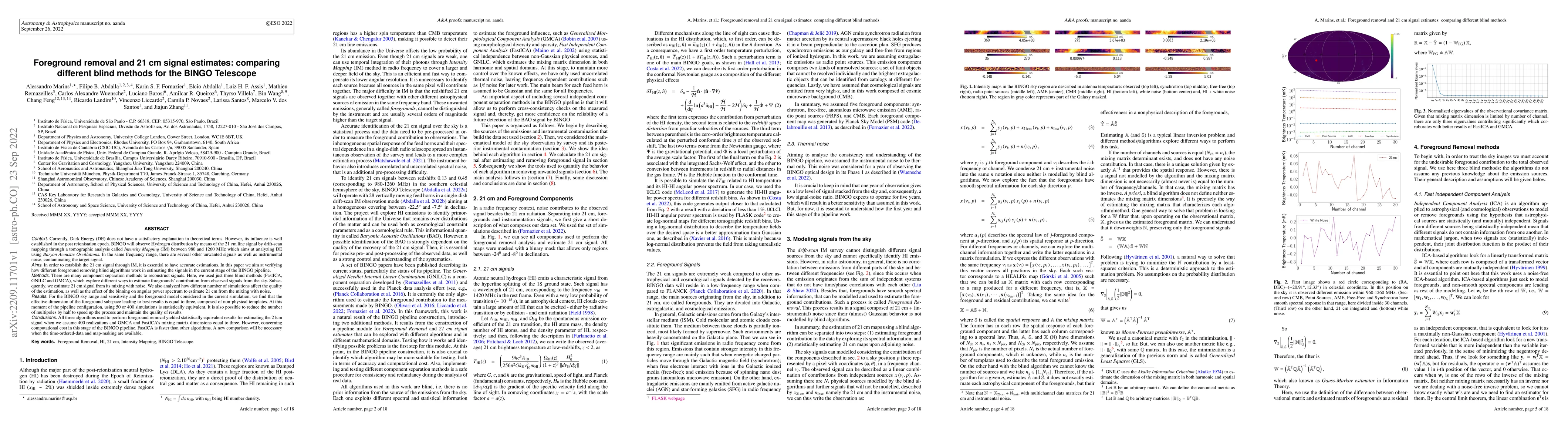Thumbnail for Foreground removal and 21 cm signal estimates: comparing different blind
  methods for the BINGO Telescope