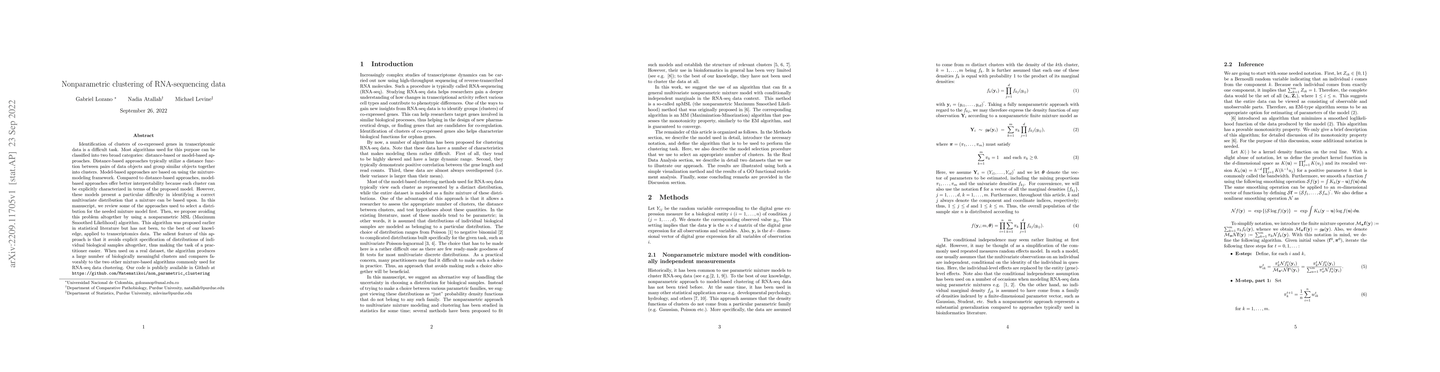Thumbnail for Nonparametric clustering of RNA-sequencing data