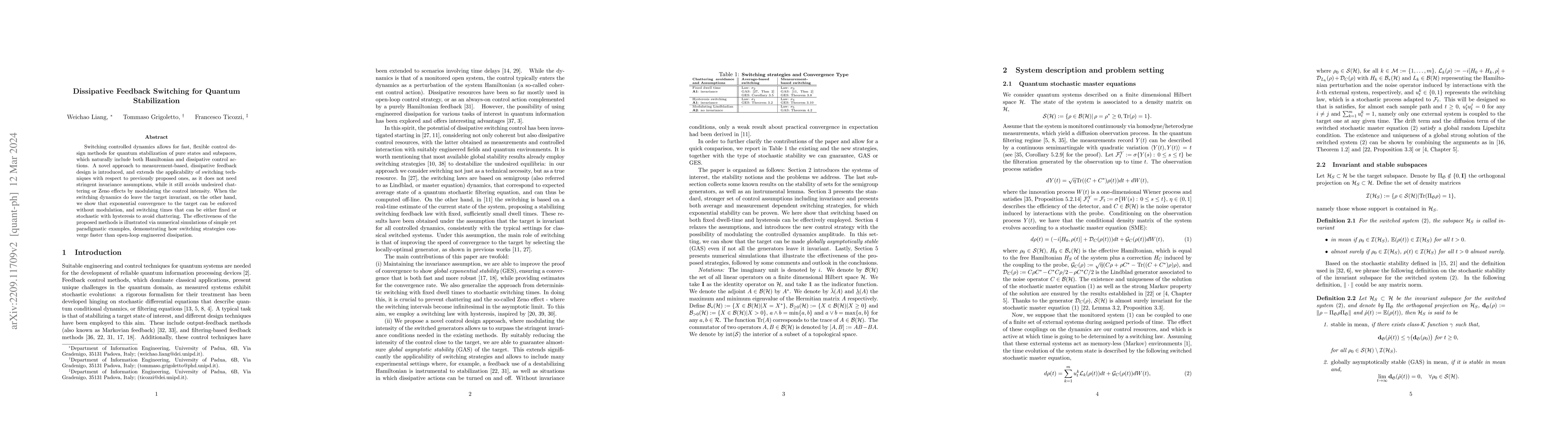Thumbnail for Dissipative Feedback Switching for Quantum Stabilization