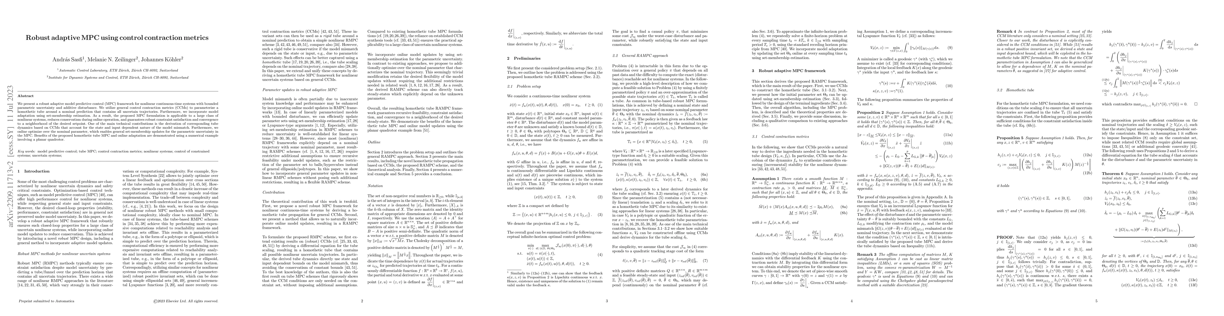 Thumbnail for Robust adaptive MPC using control contraction metrics