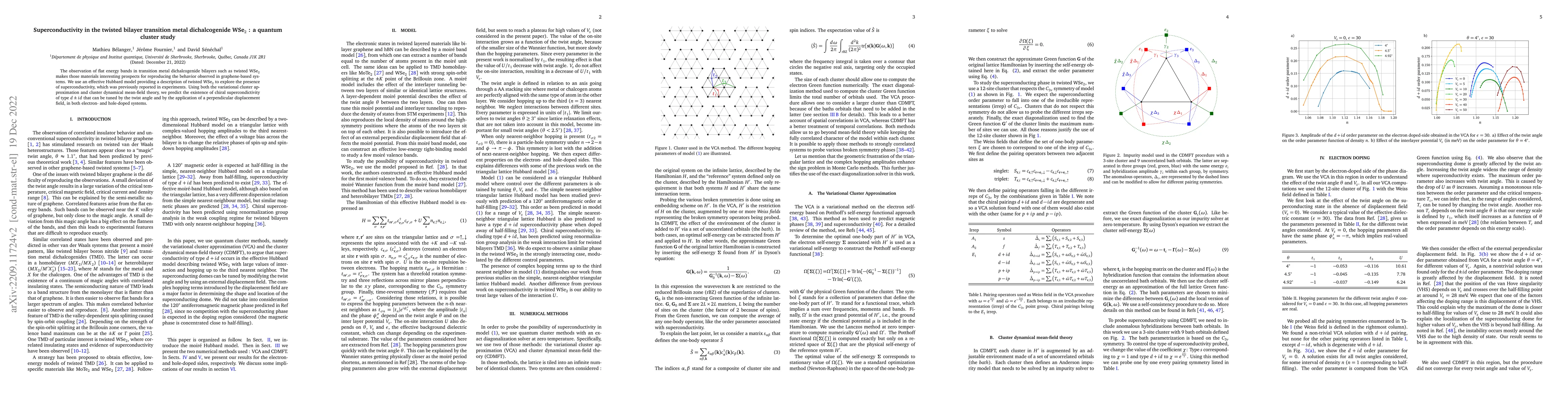 Thumbnail for Superconductivity in the twisted bilayer transition metal dichalcogenide
  WSe${}_2$ : a quantum cluster study