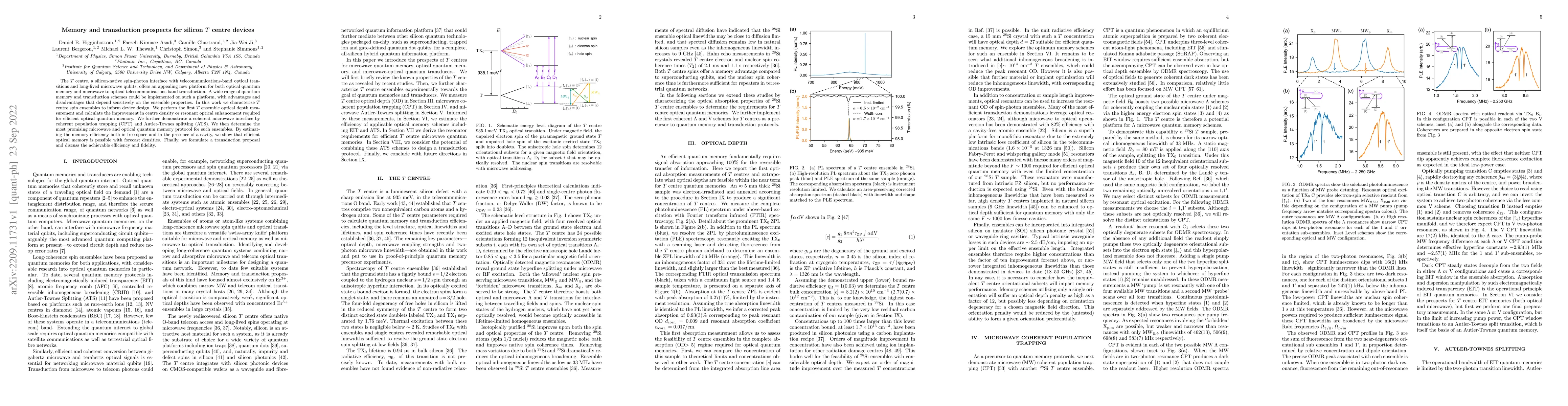 Thumbnail for Memory and transduction prospects for silicon T centre devices