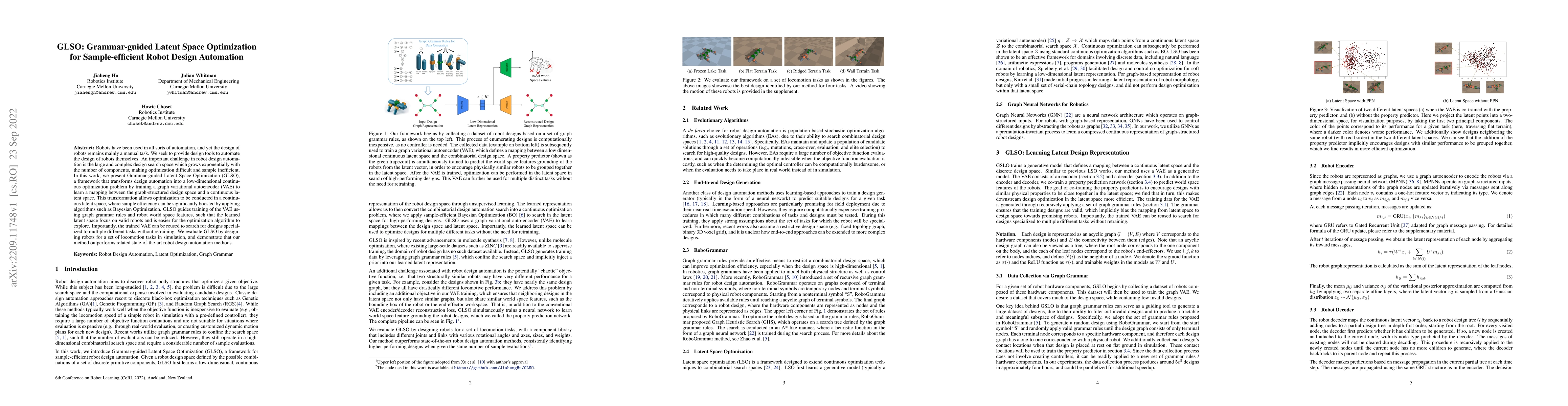 Thumbnail for GLSO: Grammar-guided Latent Space Optimization for Sample-efficient
  Robot Design Automation