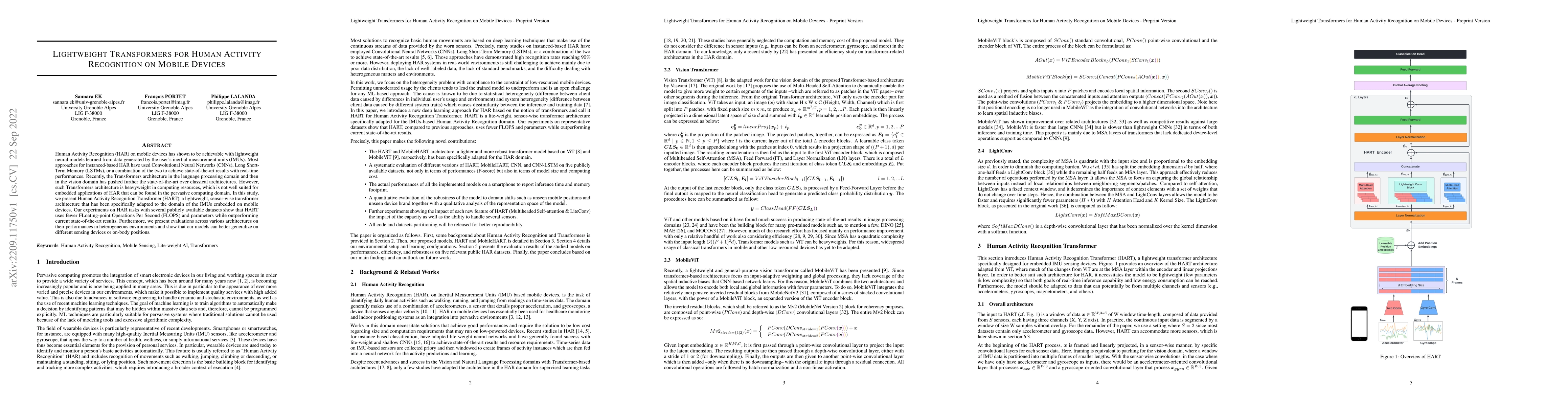 Thumbnail for Lightweight Transformers for Human Activity Recognition on Mobile
  Devices