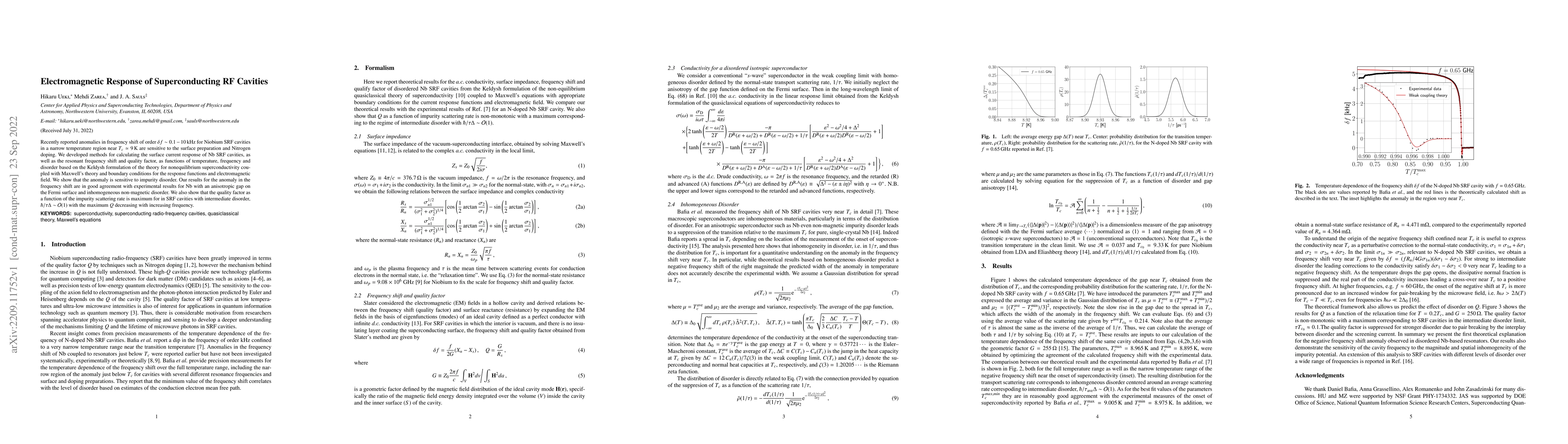 Thumbnail for Electromagnetic Response of Superconducting RF Cavities
