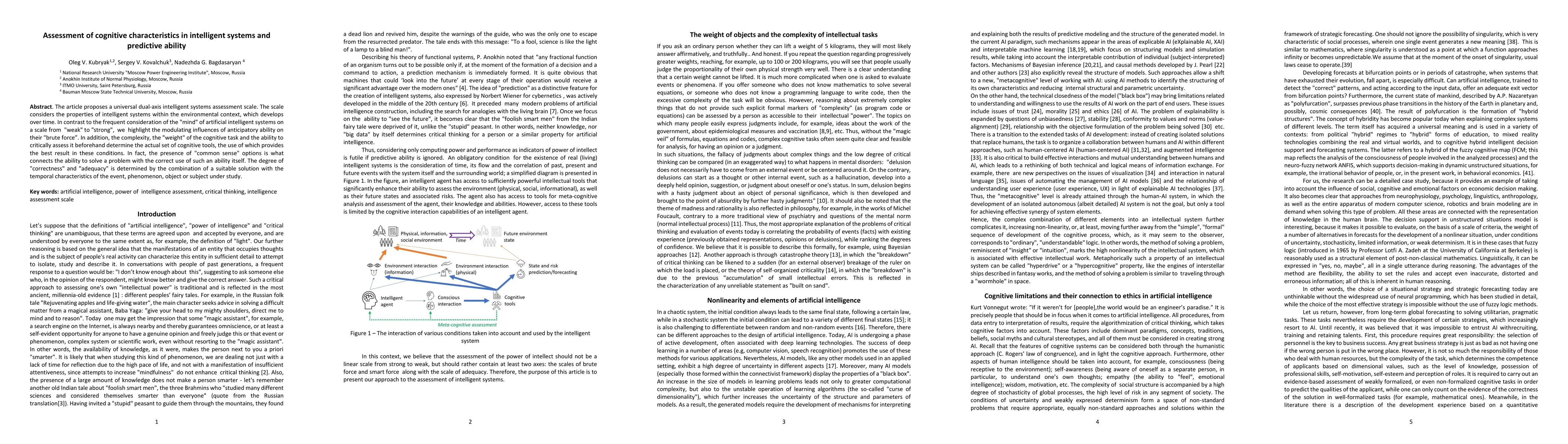 Thumbnail for Assessment of cognitive characteristics in intelligent systems and
  predictive ability