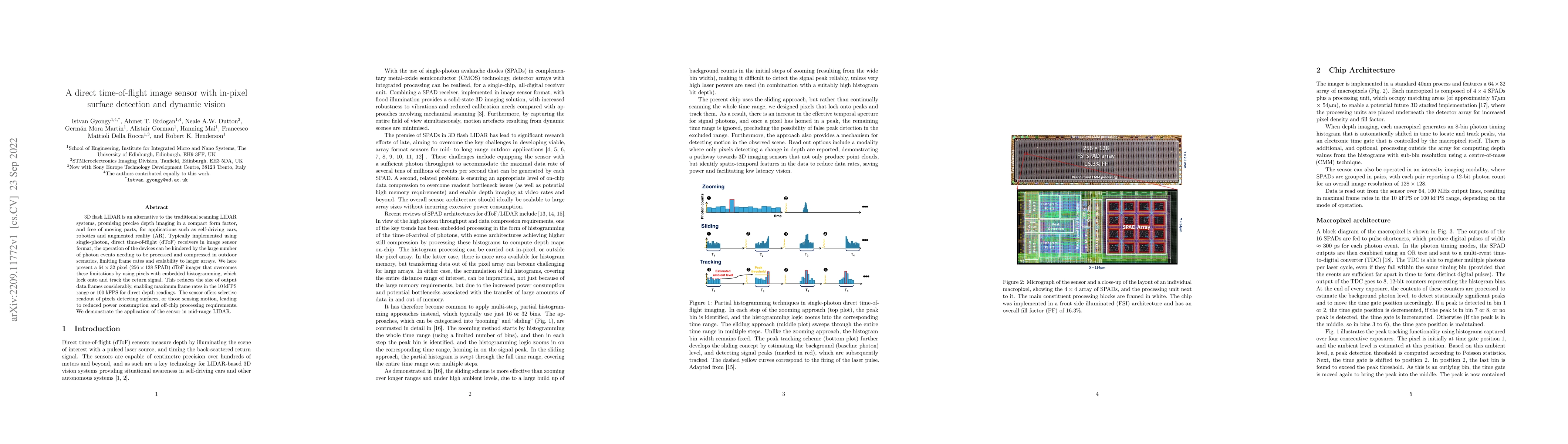 Thumbnail for A direct time-of-flight image sensor with in-pixel surface detection and
  dynamic vision