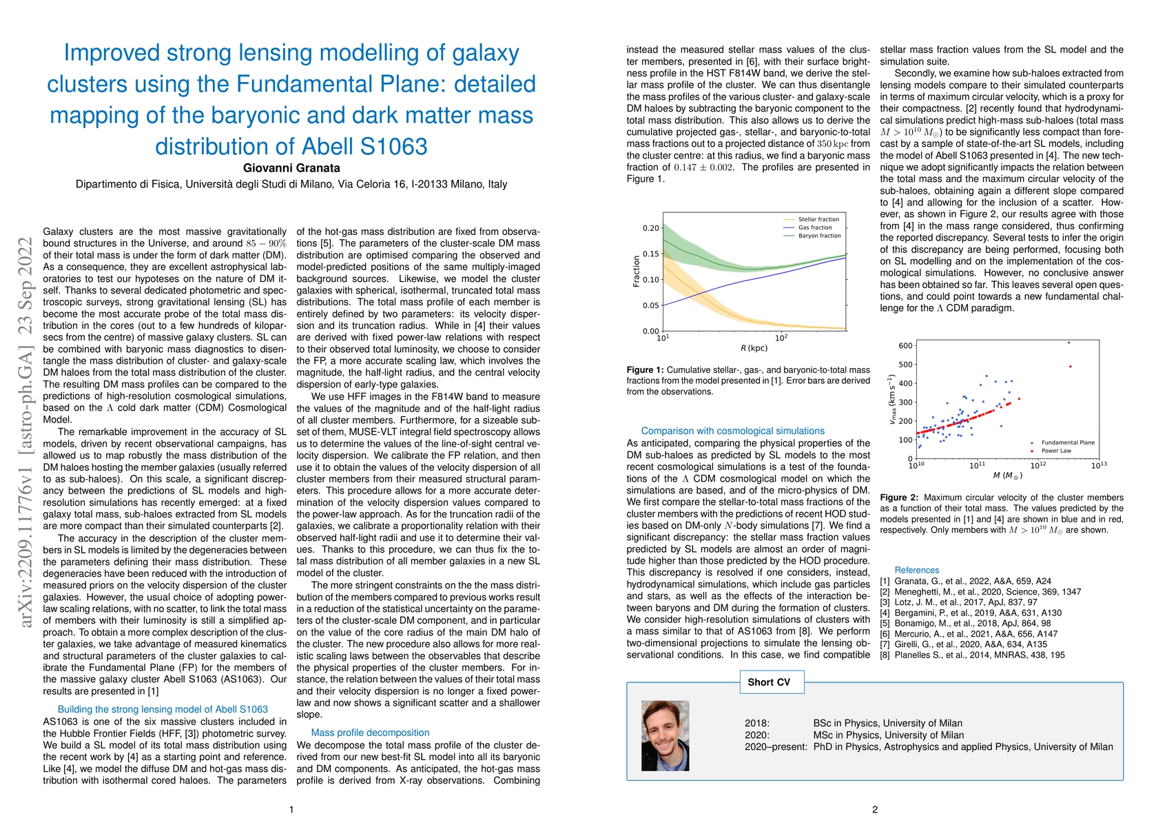 Thumbnail for Improved strong lensing modelling of galaxy clusters using the
  Fundamental Plane: detailed mapping of the baryonic and dark matter mass
  distribution of Abell S1063