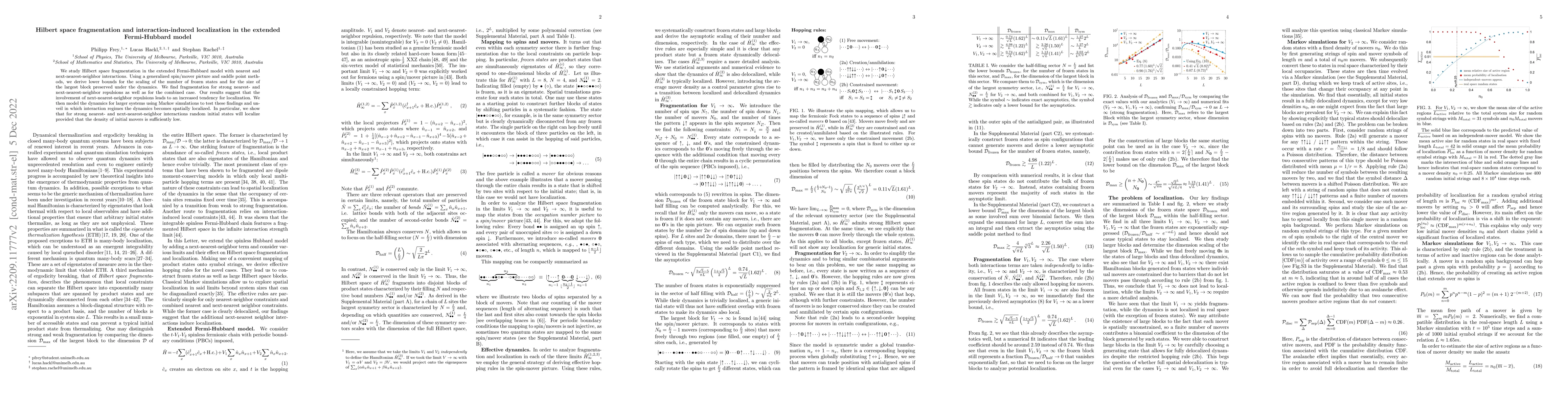 Thumbnail for Hilbert space fragmentation and interaction-induced localization in the
  extended Fermi-Hubbard model