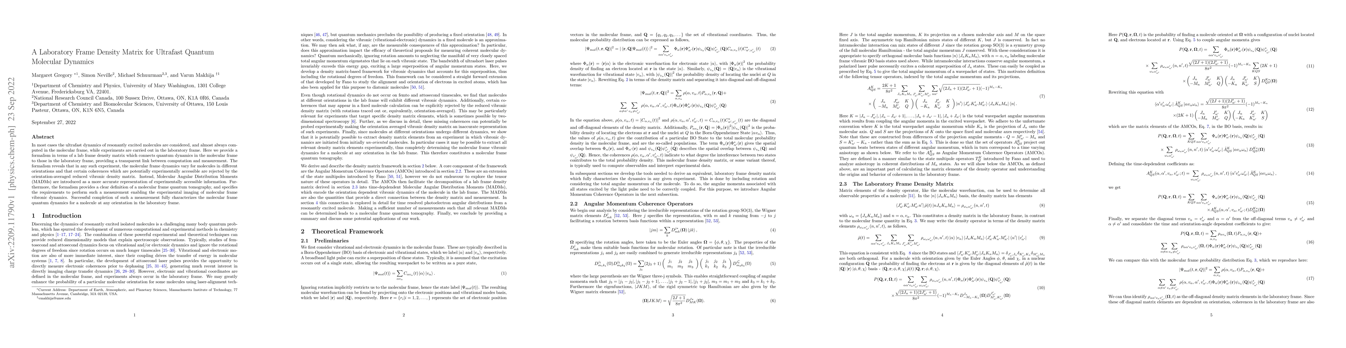 Thumbnail for A Laboratory Frame Density Matrix for Ultrafast Quantum Molecular
  Dynamics