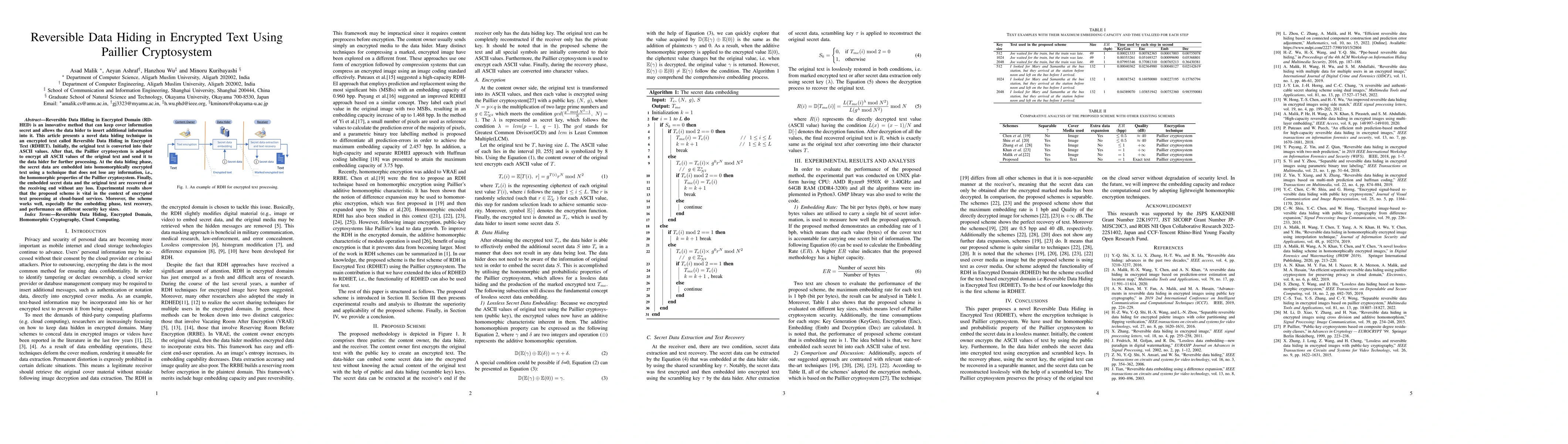 Thumbnail for Reversible Data Hiding in Encrypted Text Using Paillier Cryptosystem
