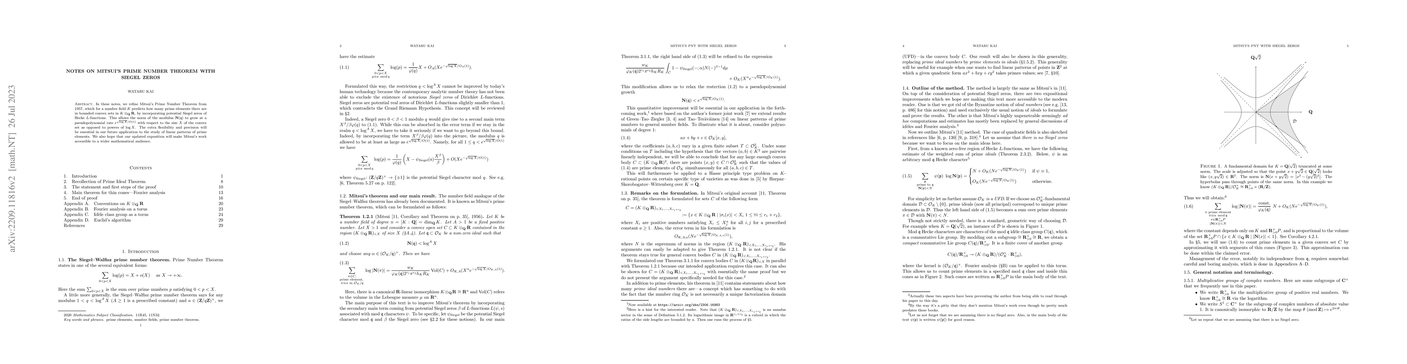 Thumbnail for Notes on Mitsui's Prime Number Theorem with Siegel zeros