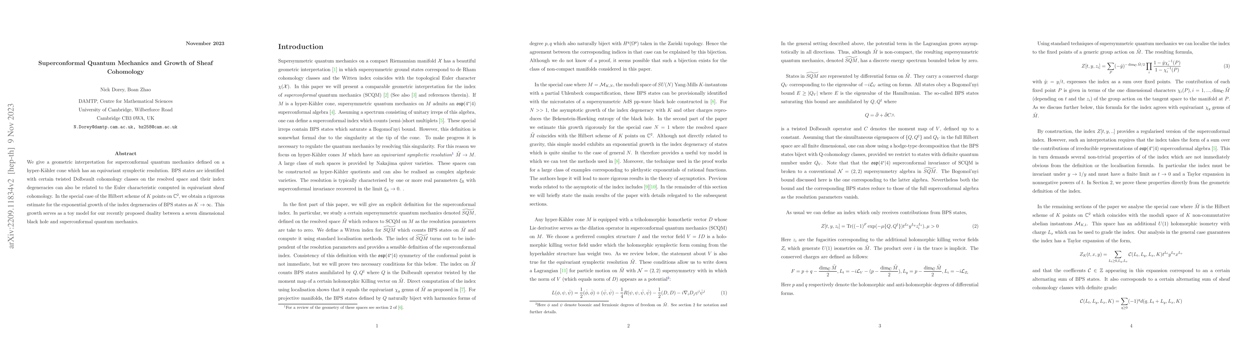 Thumbnail for Superconformal Quantum Mechanics and Growth of Sheaf Cohomology