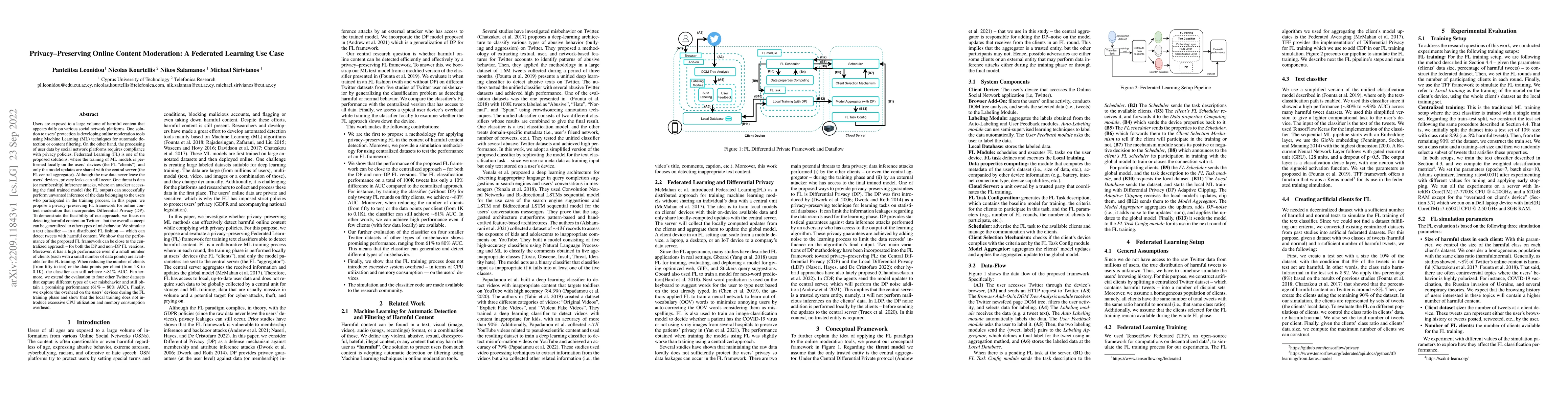 Thumbnail for Privacy-Preserving Online Content Moderation: A Federated Learning Use
  Case