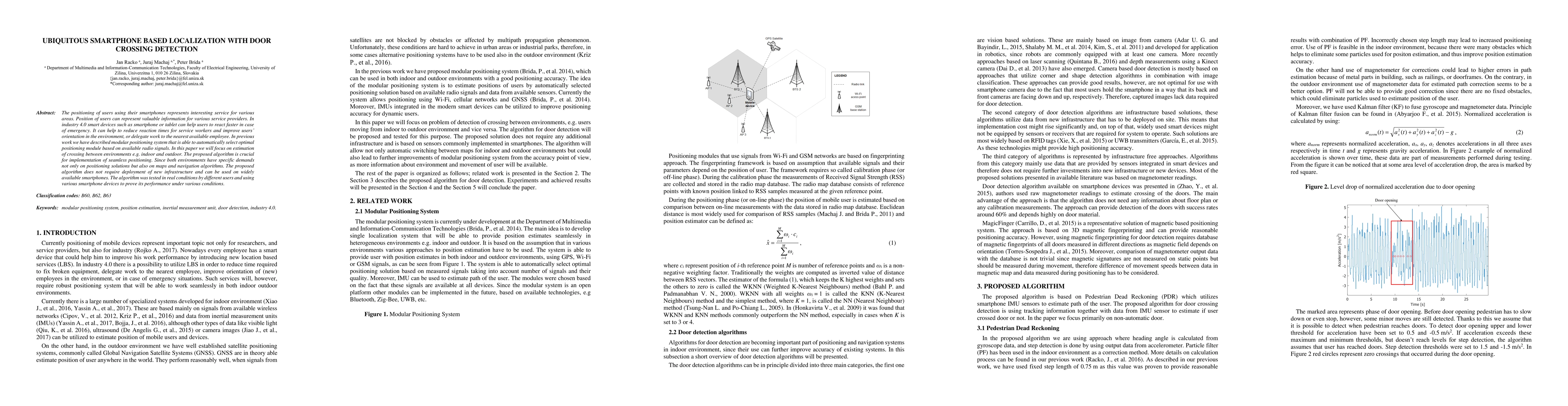 Thumbnail for Ubiquitous smartphone based localization with door crossing detection