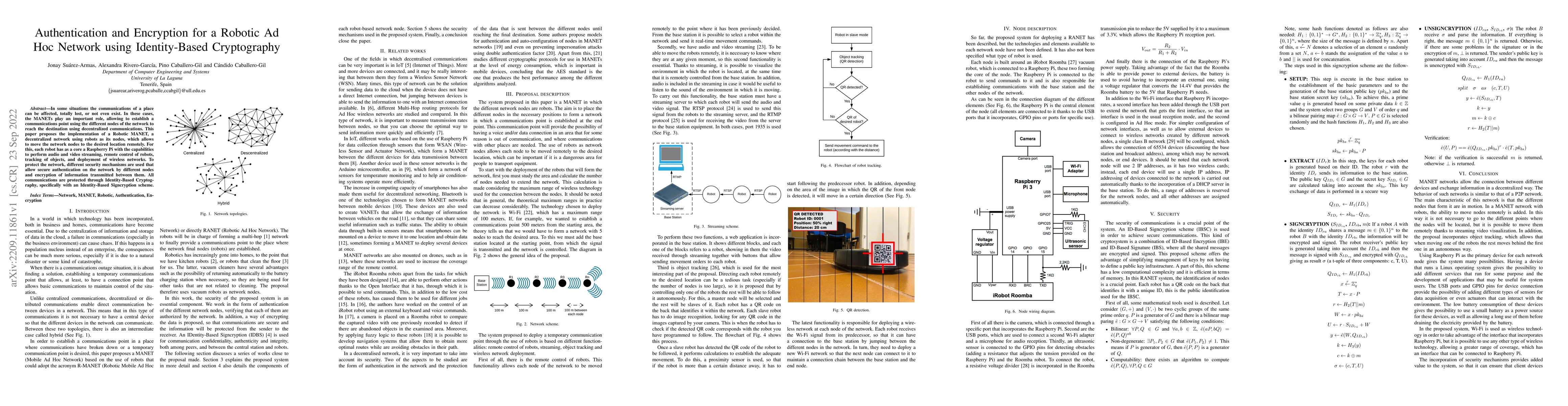 Thumbnail for Authentication and encryption for a robotic ad hoc network using
  identity-based cryptography