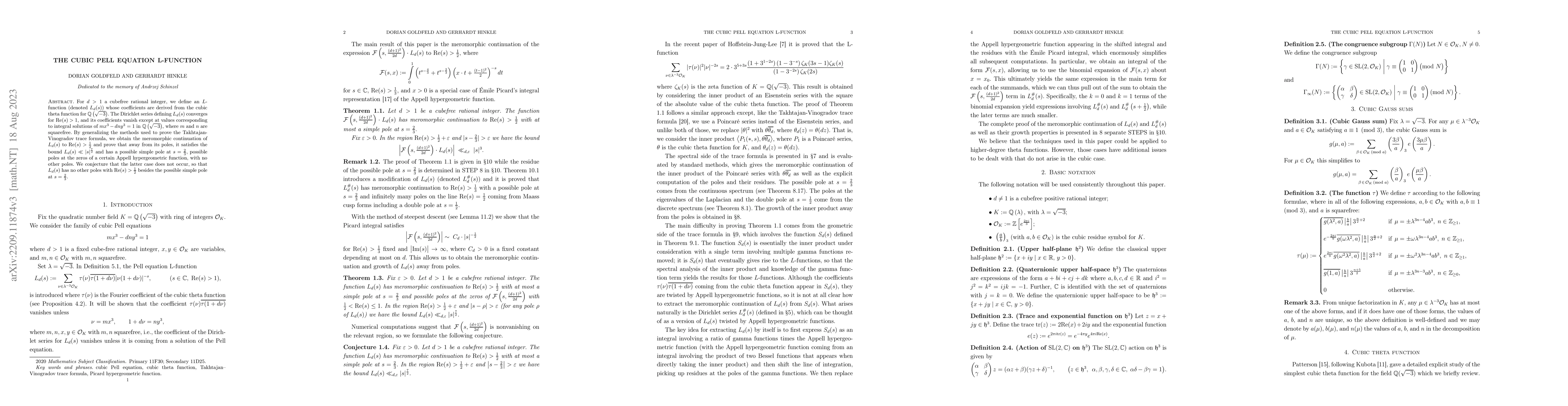 Thumbnail for The cubic Pell equation L-function