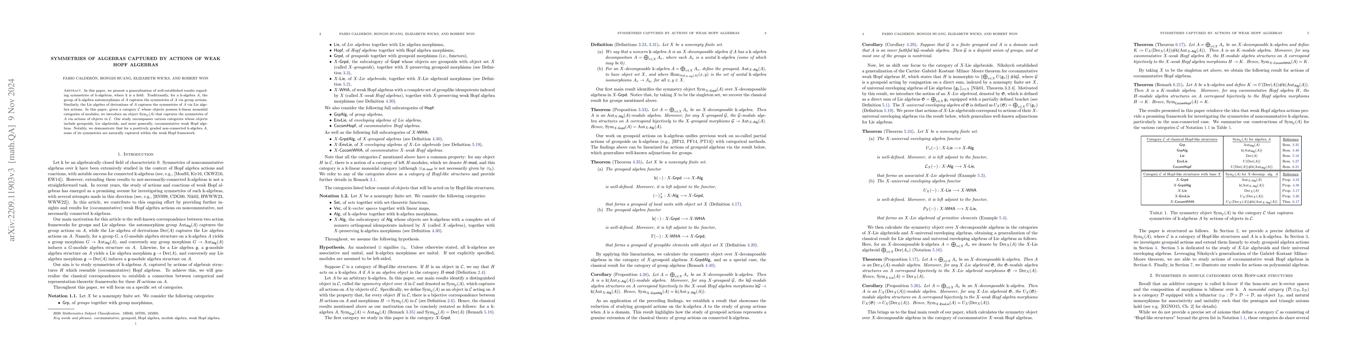 Thumbnail for Symmetries of algebras captured by actions of weak Hopf algebras