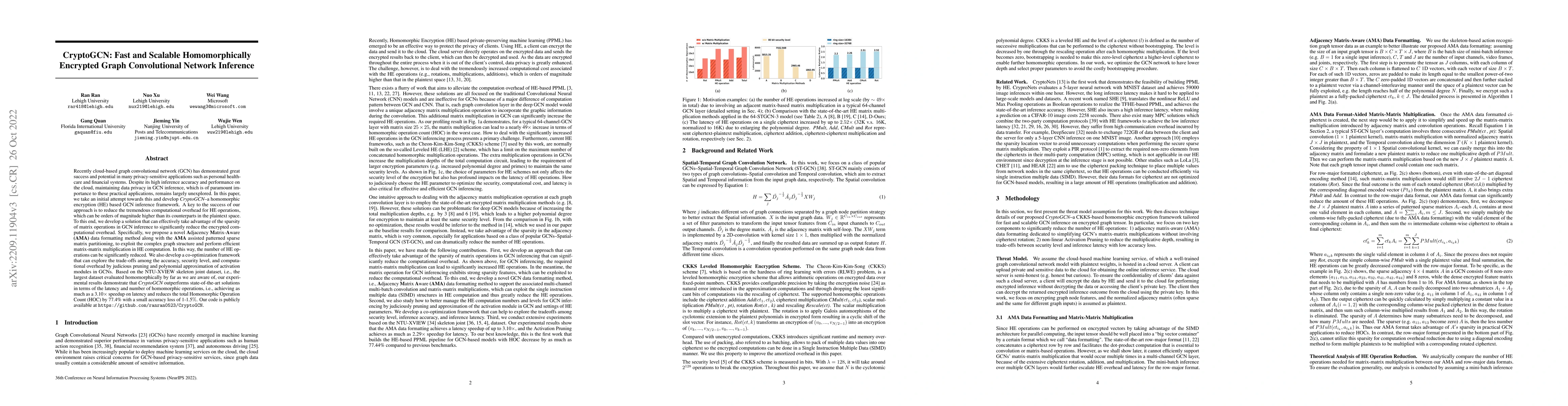 Thumbnail for CryptoGCN: Fast and Scalable Homomorphically Encrypted Graph
  Convolutional Network Inference
