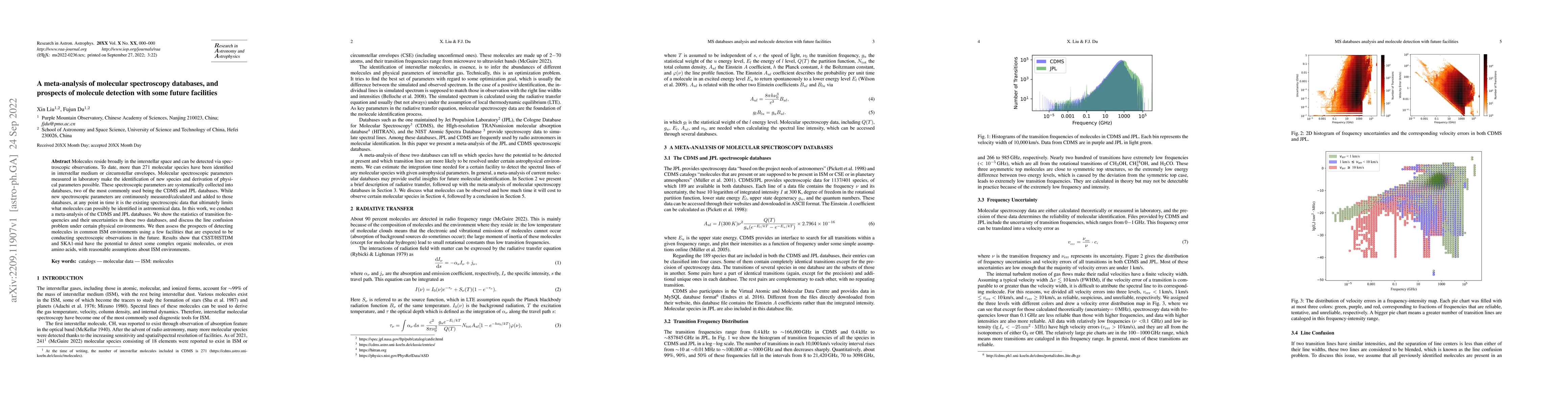 Thumbnail for A meta-analysis of molecular spectroscopy databases, and prospects of
  molecule detection with some future facilities