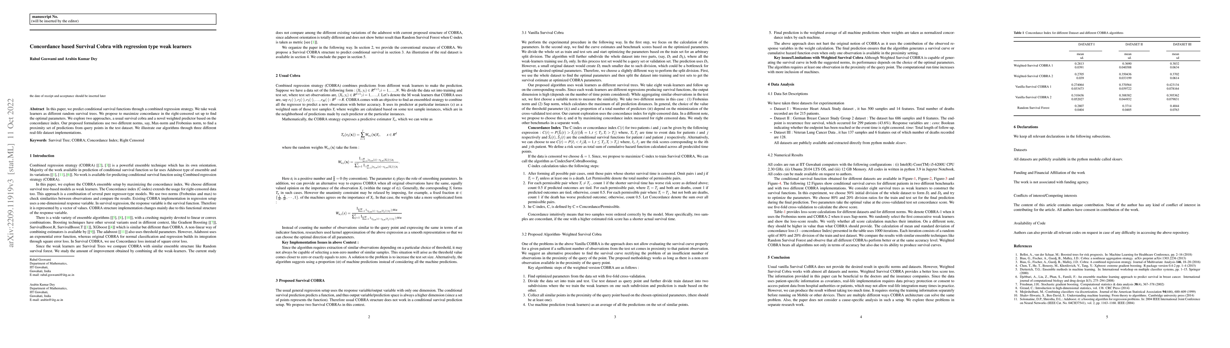Thumbnail for Concordance based Survival Cobra with regression type weak learners