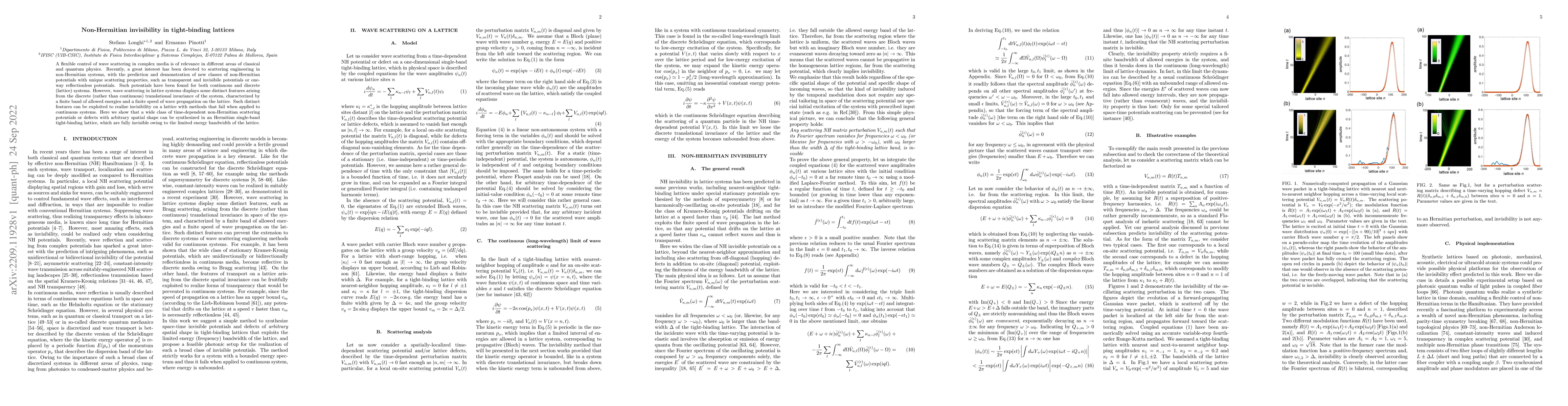 Thumbnail for Non-Hermitian invisibility in tight-binding lattices