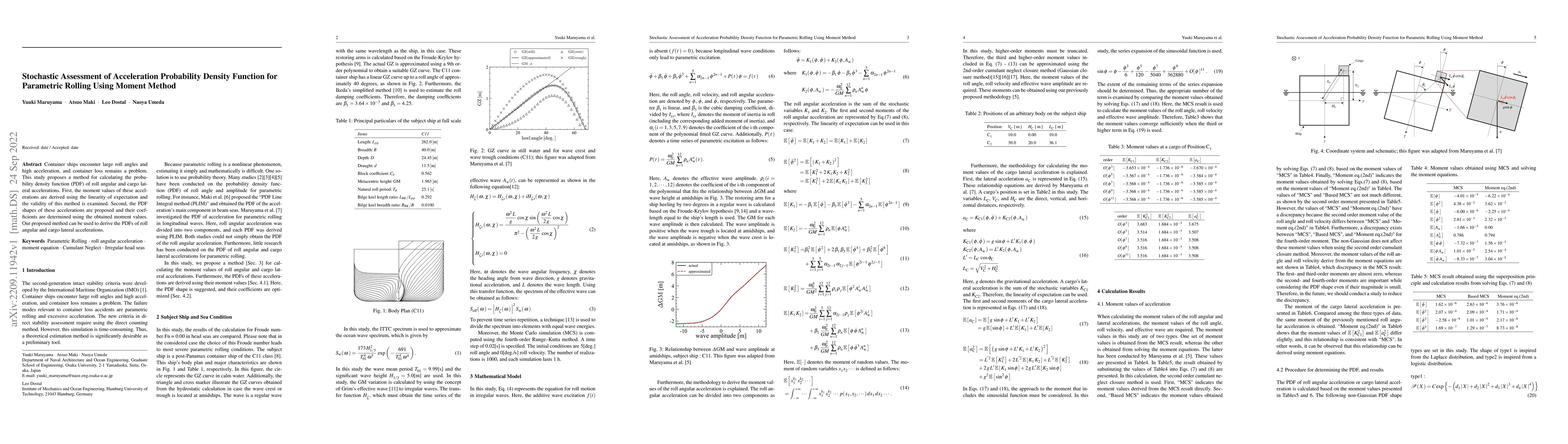 Thumbnail for Stochastic Assessment of Acceleration Probability Density Function for
  Parametric Rolling Using Moment Method