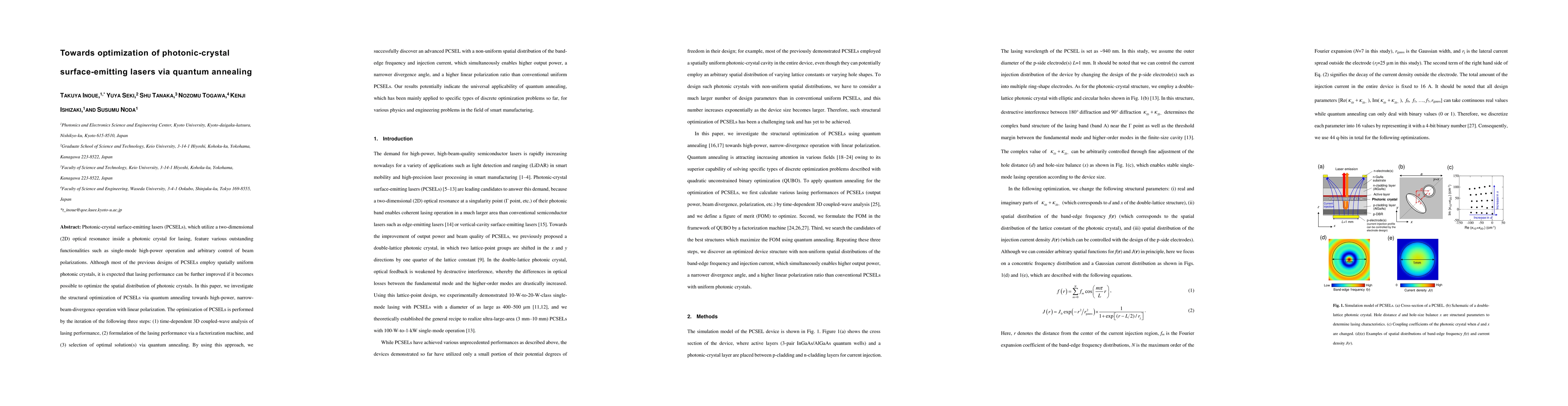 Thumbnail for Towards optimization of photonic-crystal surface-emitting lasers via
  quantum annealing