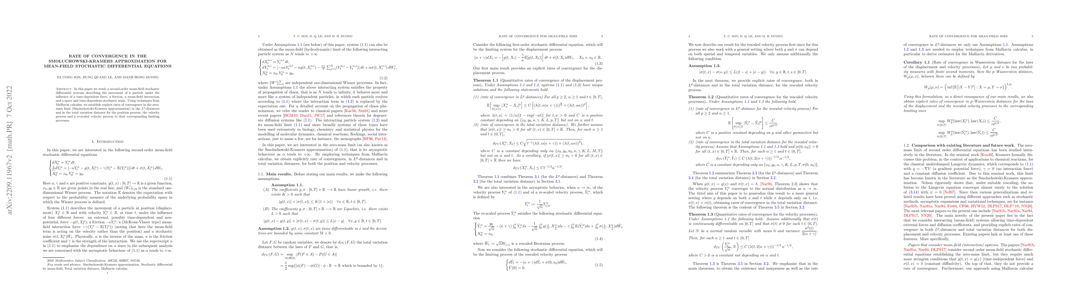 Thumbnail for Rate of convergence in the Smoluchowski-Kramers approximation for
  mean-field stochastic differential equations