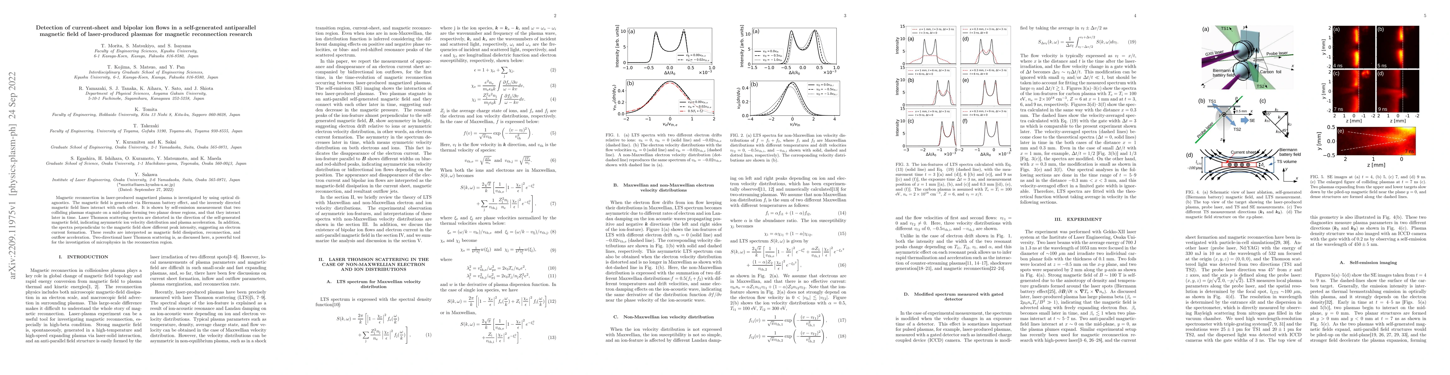 Thumbnail for Detection of current-sheet and bipolar ion flows in a self-generated
  antiparallel magnetic field of laser-produced plasmas for magnetic
  reconnection research