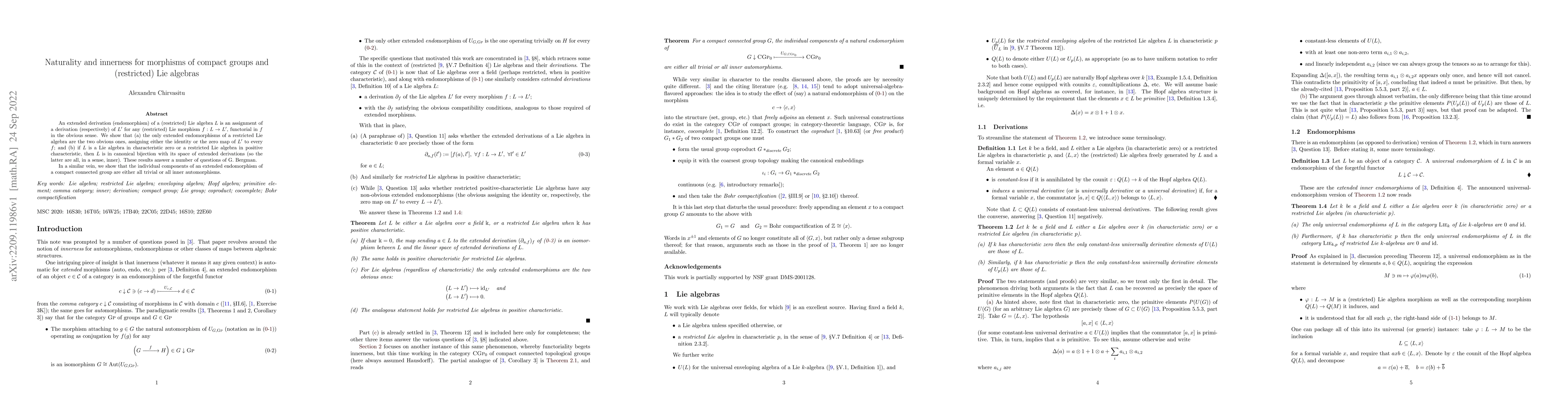 Thumbnail for Naturality and innerness for morphisms of compact groups and
  (restricted) Lie algebras