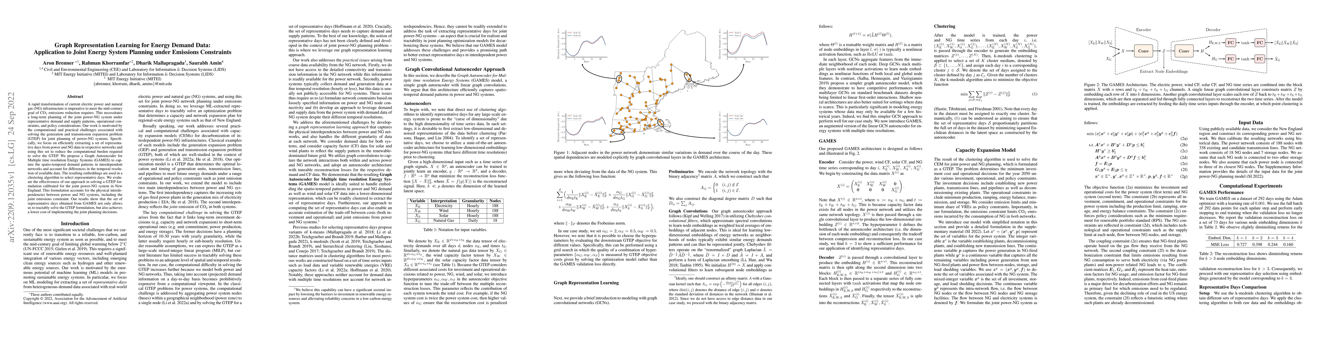 Thumbnail for Graph Representation Learning for Energy Demand Data: Application to
  Joint Energy System Planning under Emissions Constraints