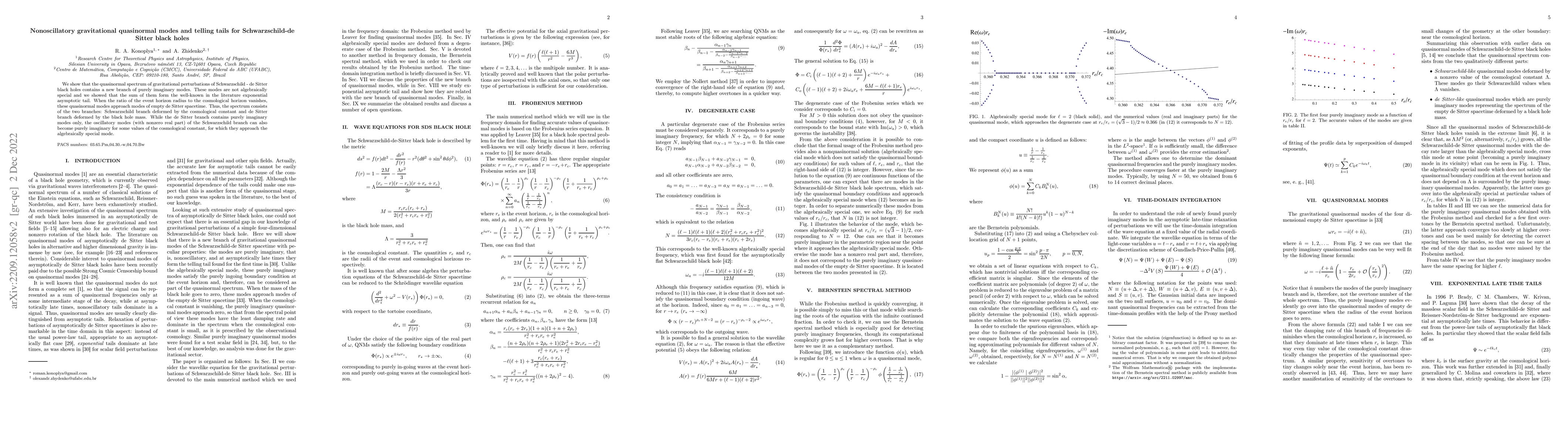 Thumbnail for Nonoscillatory gravitational quasinormal modes and telling tails for
  Schwarzschild-de Sitter black holes